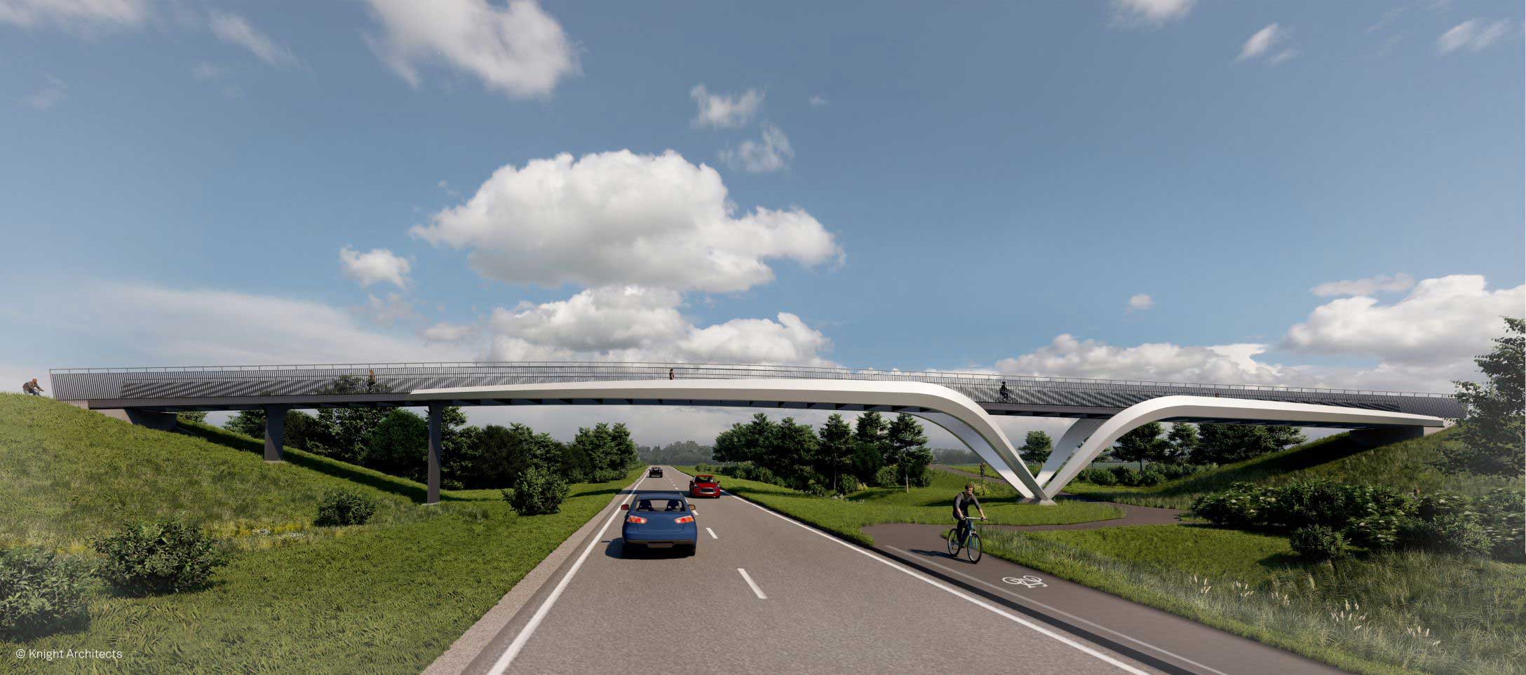 render of new cycle and pedestrian bridge